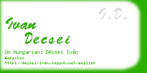 ivan decsei business card